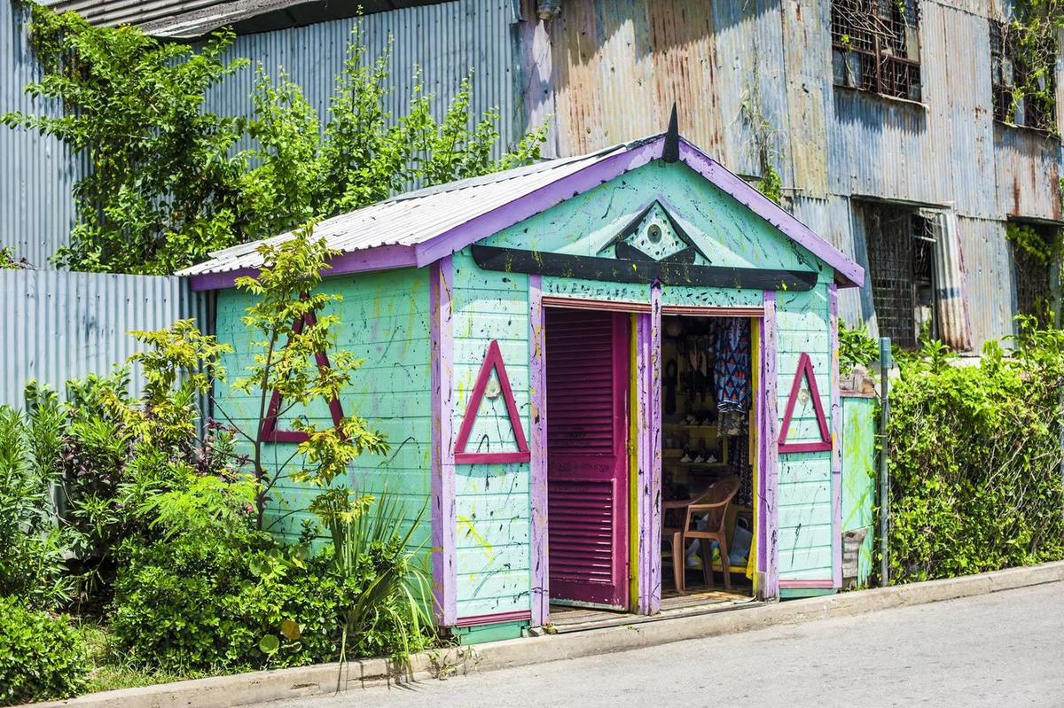 A colourful Barbadian chattel house