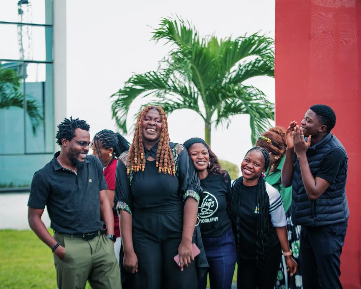 Students laughing together outdoors