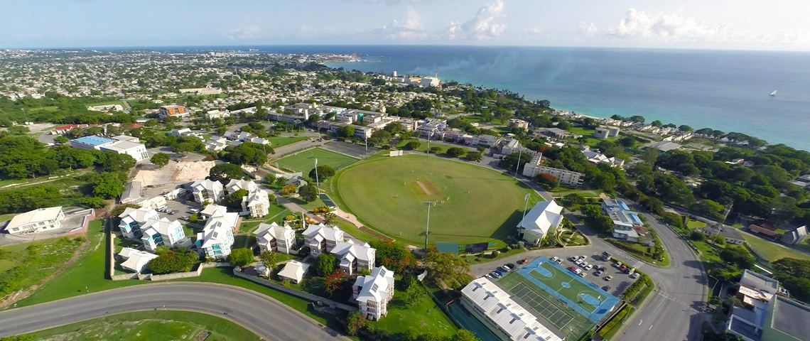 Aerial view of the UWI Cave Hill campus above the west coast
